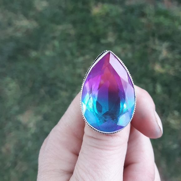 New Bi-Color Tourmaline 925 Silver Statement Ring. - Picture 6 of 11